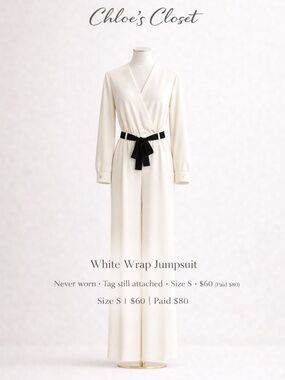 Zara White Wrap Jumpsuit